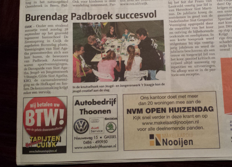 Burendag Padbroek - St. Agatha in Cuijks Weekblad